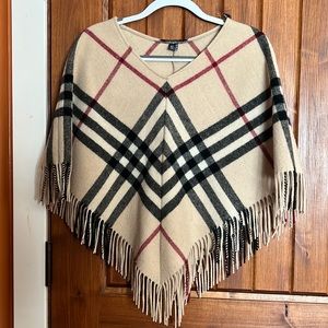 AUTHENTIC BURBERRY FRINGE PONCHO